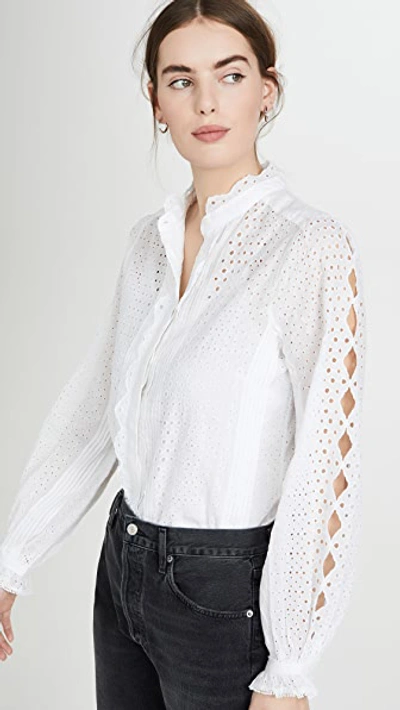 Shop Frame Petal Button Down Shirt In Blanc