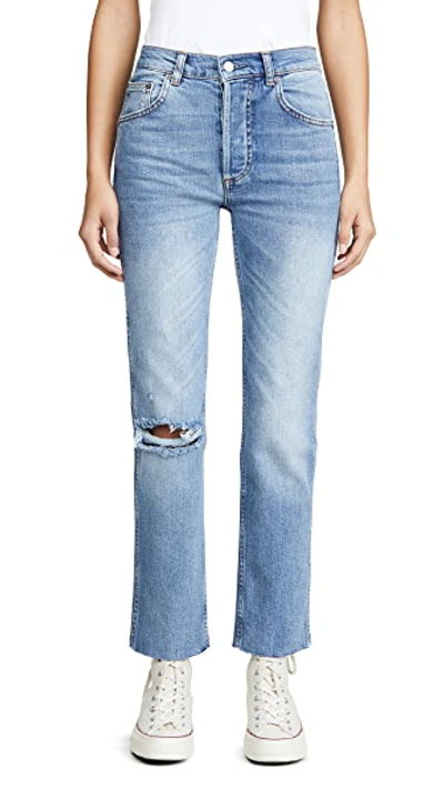 Shop Boyish The Dempsey High-rise Comfort Stretch Straight Leg Jeans In Claire's Knee