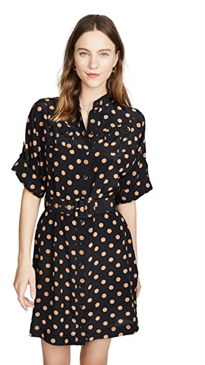 Shop Zimmermann Silk Utility Mini Dress In Black/tan Dot