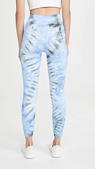 Shop Tory Sport Seamless Tie Dye Chevron Leggings In Volley Blue Tie Dye