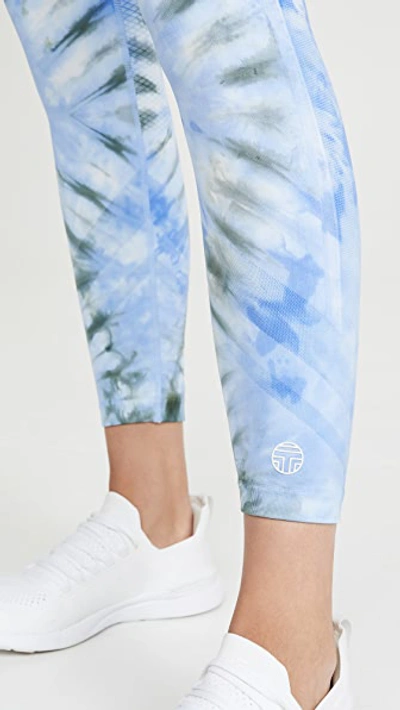 Shop Tory Sport Seamless Tie Dye Chevron Leggings In Volley Blue Tie Dye