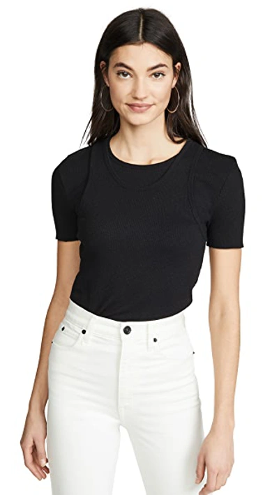 Shop Helmut Lang Double Layer Tee In Black