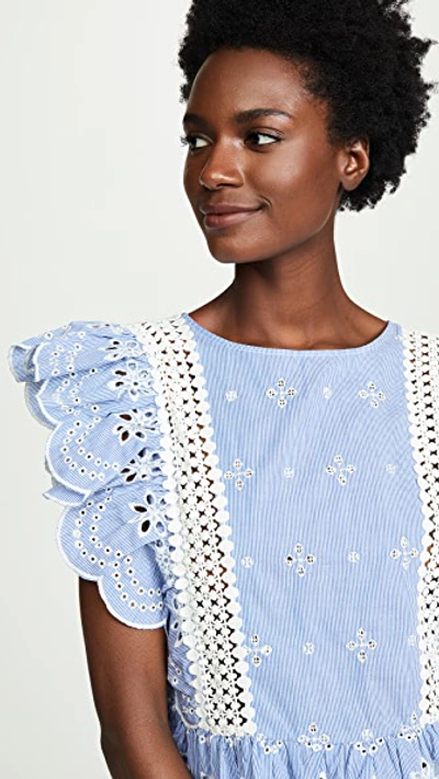 Shop Bb Dakota Eyelet Blouse In Blue/white