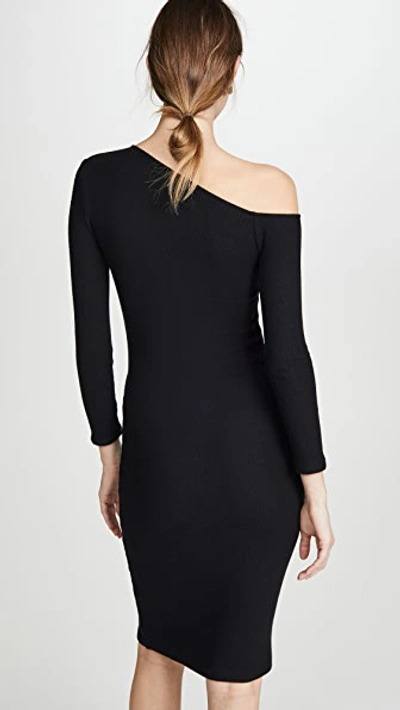 Shop Enza Costa Angled Neck Midi Dress In Black
