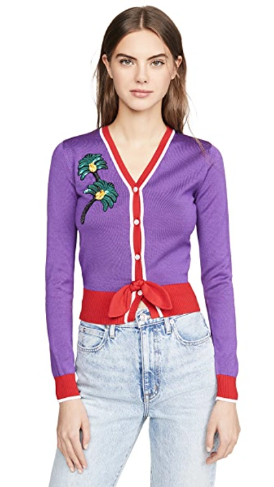 Shop Stella Jean Cardigan With Bow In Purple