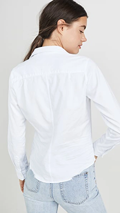 Frank & Eileen Eileen Long-sleeve Button-front Cotton Shirt In White Denim