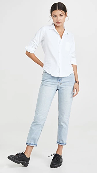 Frank & Eileen Eileen Long-sleeve Button-front Cotton Shirt In White Denim