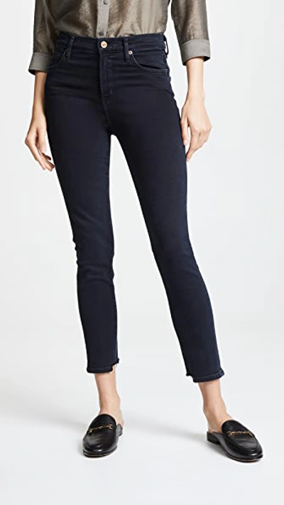 Shop Citizens Of Humanity Rocket Crop High Rise Skinny Jeans In Blue Print