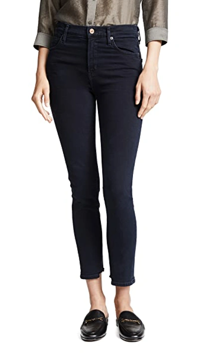 Shop Citizens Of Humanity Rocket Crop High Rise Skinny Jeans In Blue Print