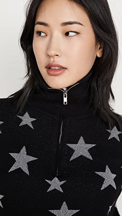 Shop Chaser Star Intarsia Drop Shoulder Funnel Neck Pullover In Black And Silver