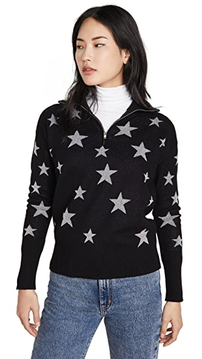 Shop Chaser Star Intarsia Drop Shoulder Funnel Neck Pullover In Black And Silver