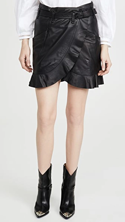 Shop Isabel Marant Étoile Qing Leather Skirt In Black