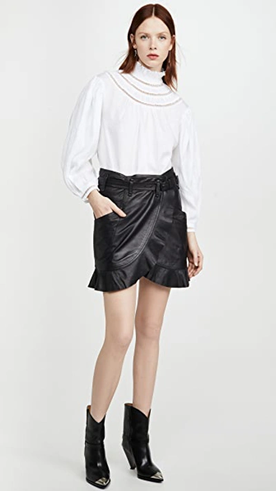 Shop Isabel Marant Étoile Qing Leather Skirt In Black