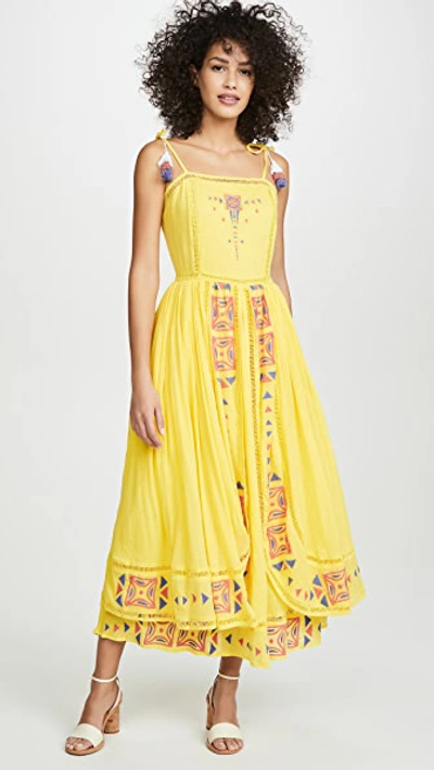 Shop Place Nationale La Voilier Layered Maxi Sundress In Yellow With Red & Blue