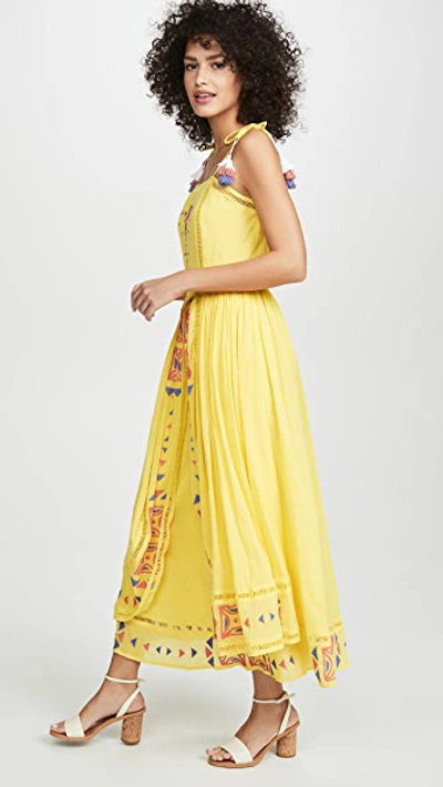 Shop Place Nationale La Voilier Layered Maxi Sundress In Yellow With Red & Blue
