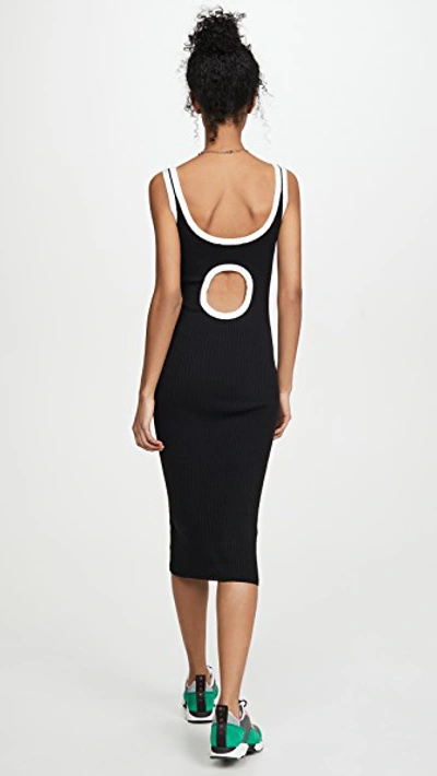 Shop Autumn Cashmere Rib Midi Tank Dress With Porthole Back In Black/bleach