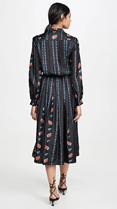 Shop Tory Burch Printed Long Sleeve Dress In Heirloom Stripe