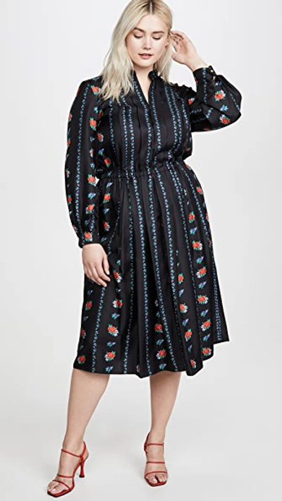 Shop Tory Burch Printed Long Sleeve Dress In Heirloom Stripe