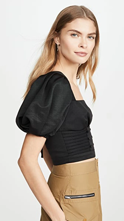 Shop Self-portrait Ottoman Square Neck Top In Black