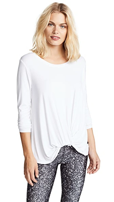 Shop Terez Twist Front Long Sleeve Tee In White