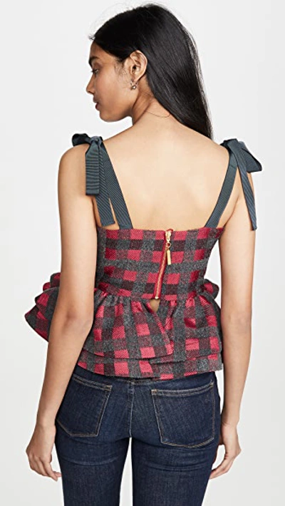 Shop Silvia Tcherassi Check Top In Red Grey Check