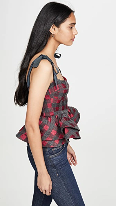 Shop Silvia Tcherassi Check Top In Red Grey Check