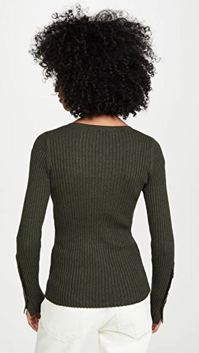 Shop Autumn Cashmere Ribbed Crew Pullover In Loden