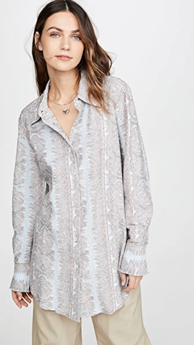 Shop Acne Studios Esophi Allover Jacquard Button Down In Light Blue