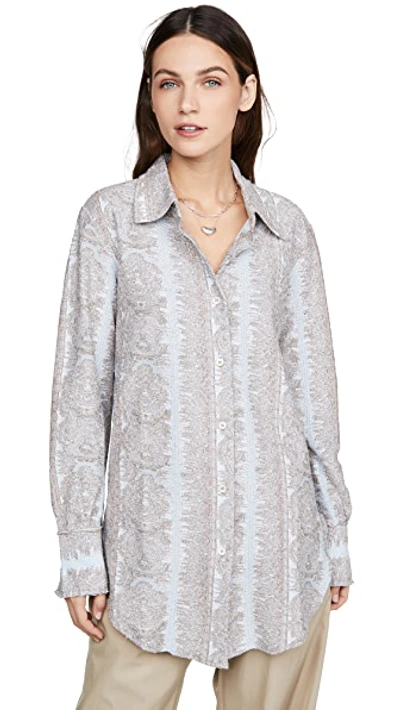 Shop Acne Studios Esophi Allover Jacquard Button Down In Light Blue