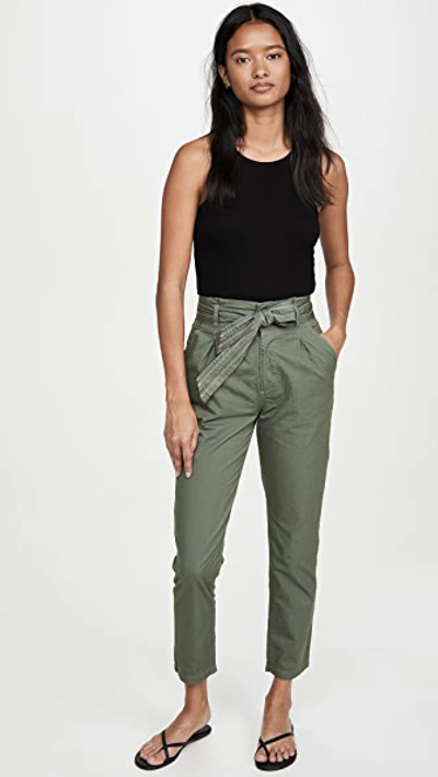 Shop Sundry Paperbag Trousers In Moss