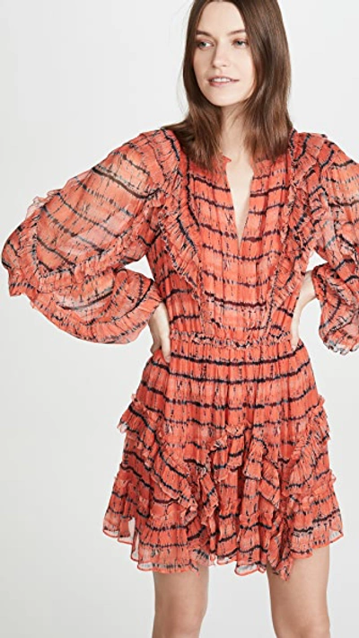 Shop Ulla Johnson Aberdeen Silk Dress In Chili Tie Dye