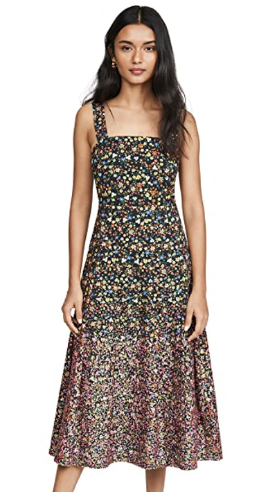 Shop Tory Burch Sequin Embroidered Cotton Dress In Black Love Ditsy