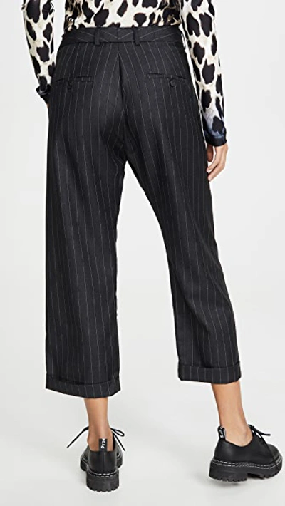 Shop R13 Crossover Trousers In Black Pinstripe