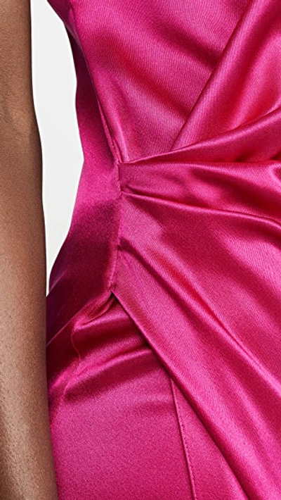 Shop Cushnie Sleeveless Plunging Dress With Draped Bodice And Hem In Azalea