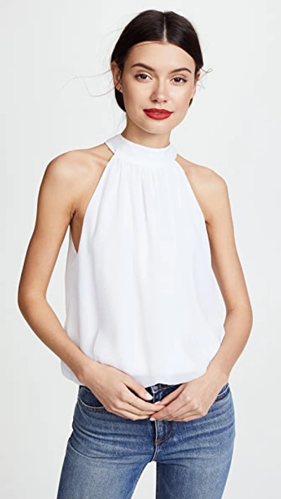 Alice And Olivia Maris Halter Neck Gathered Top In White