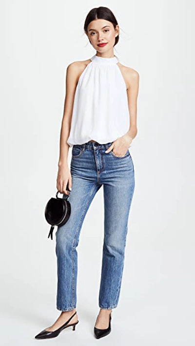 Alice And Olivia Maris Halter Neck Gathered Top In White