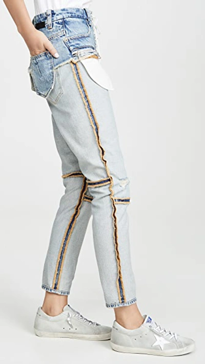 Shop Ben Taverniti Unravel Project Corset Inside Out Skinny Jeans In Indigo Stone