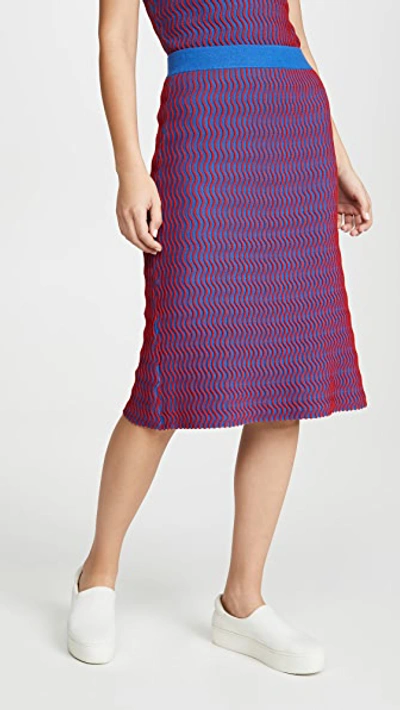 Shop Opening Ceremony Squiggle Skirt In Cobalt/cranberry