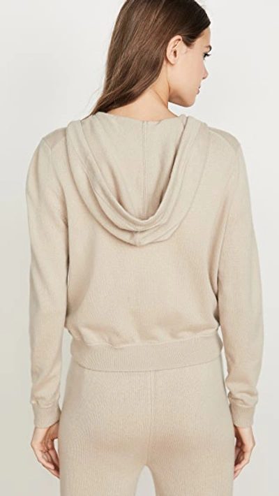 Shop Theory Zip Up Cashmere Hoodie In Oatmeal
