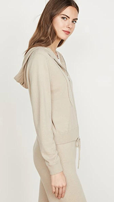 Shop Theory Zip Up Cashmere Hoodie In Oatmeal