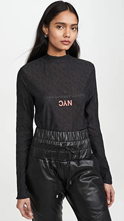 Shop Adidas Originals By Alexander Wang Lace Thong Bodysuit In Black