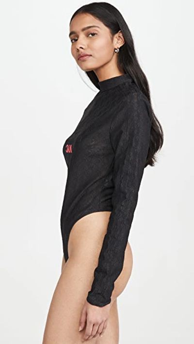Shop Adidas Originals By Alexander Wang Lace Thong Bodysuit In Black