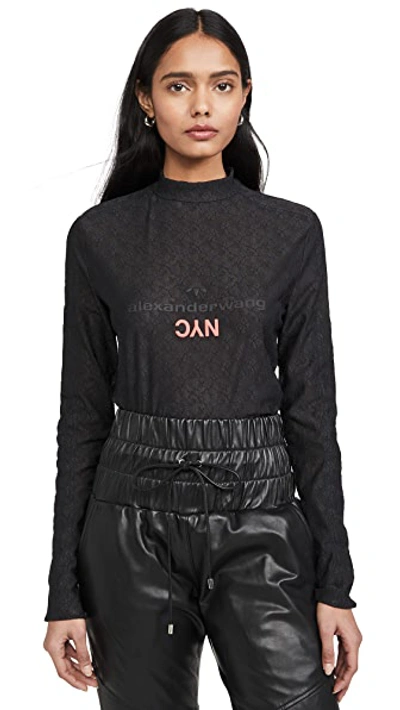 Shop Adidas Originals By Alexander Wang Lace Thong Bodysuit In Black