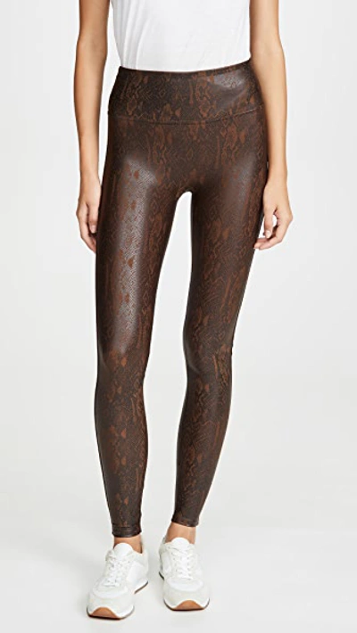 Shop Spanx Faux Leather Snakeskin Leggings In Brown Snakeskin