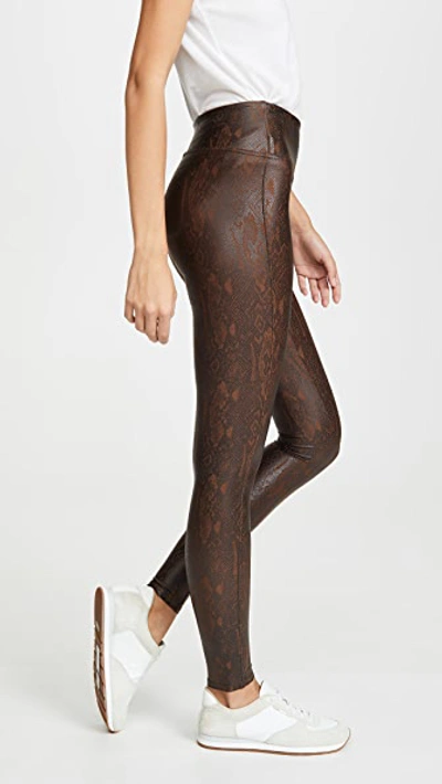 Shop Spanx Faux Leather Snakeskin Leggings In Brown Snakeskin