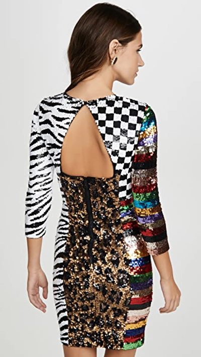 Shop Alice And Olivia Jae Sequin Keyhold Black Mini Dress In Multi