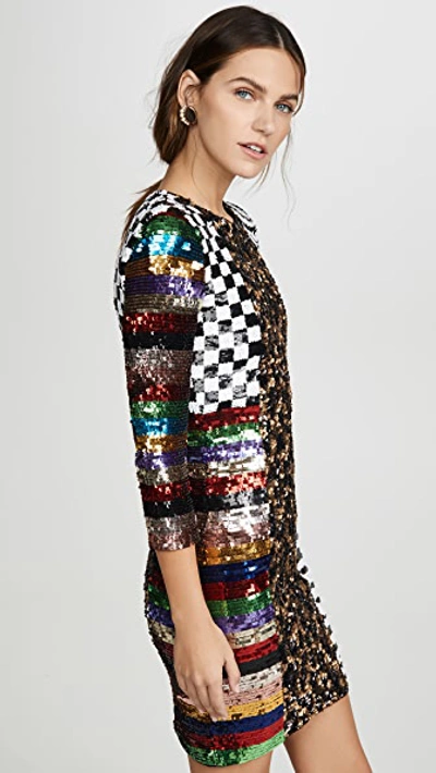 Shop Alice And Olivia Jae Sequin Keyhold Black Mini Dress In Multi