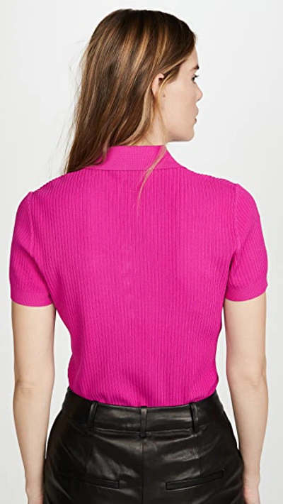 Shop Jason Wu Short Sleeve Knitted Polo Shirt In Hibiscus