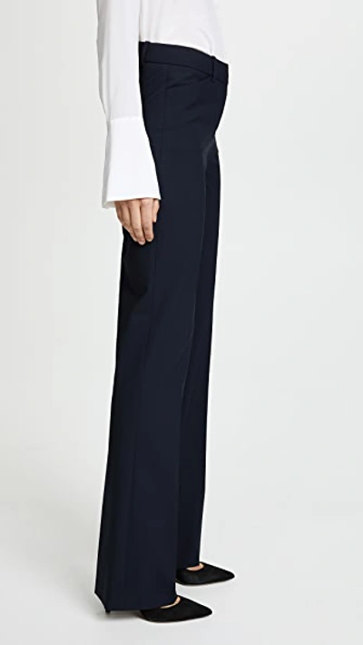 Theory Demitria Wool-blend Flared Pants In Deep Navy