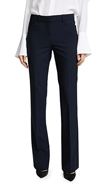 Theory Demitria Wool-blend Flared Pants In Deep Navy